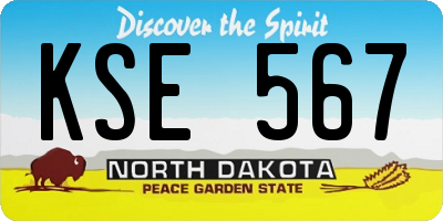 ND license plate KSE567