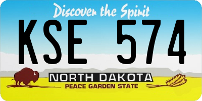 ND license plate KSE574