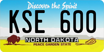 ND license plate KSE600