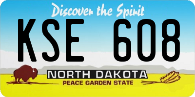 ND license plate KSE608