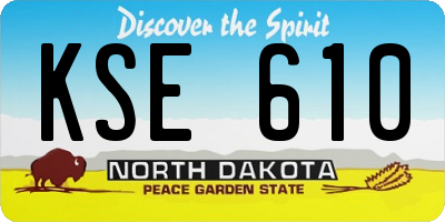 ND license plate KSE610