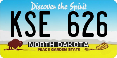 ND license plate KSE626