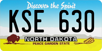 ND license plate KSE630