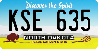 ND license plate KSE635
