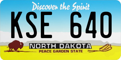 ND license plate KSE640