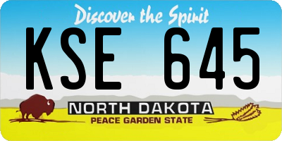 ND license plate KSE645