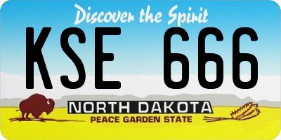 ND license plate KSE666