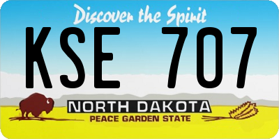 ND license plate KSE707