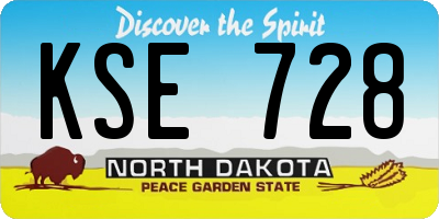 ND license plate KSE728
