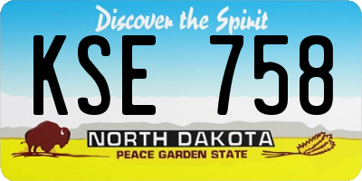 ND license plate KSE758