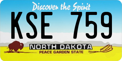 ND license plate KSE759