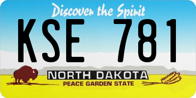 ND license plate KSE781