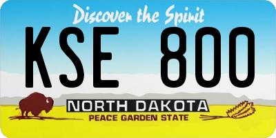 ND license plate KSE800