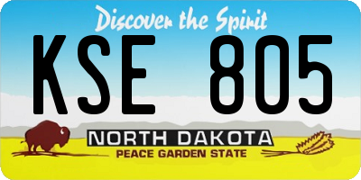 ND license plate KSE805