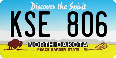 ND license plate KSE806