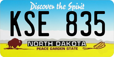 ND license plate KSE835