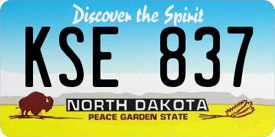 ND license plate KSE837