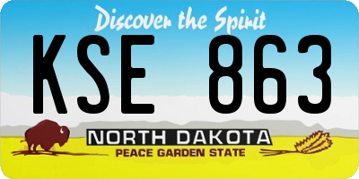 ND license plate KSE863