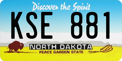 ND license plate KSE881