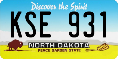 ND license plate KSE931