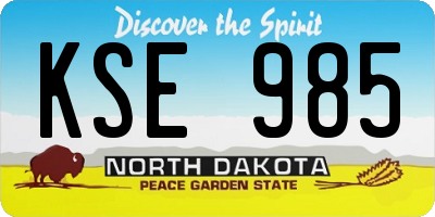ND license plate KSE985