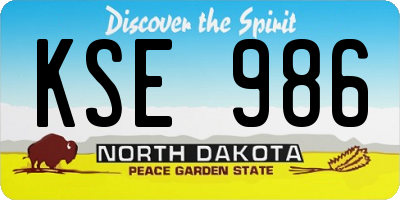 ND license plate KSE986