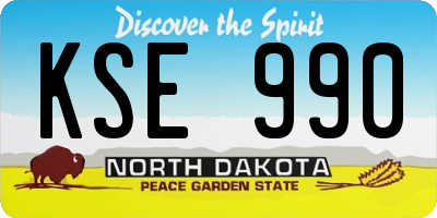 ND license plate KSE990