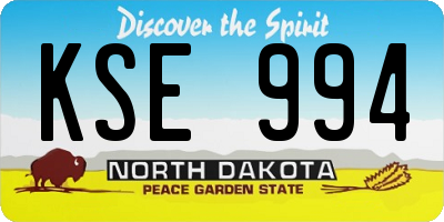 ND license plate KSE994