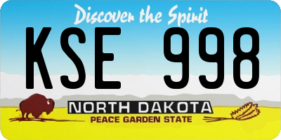 ND license plate KSE998