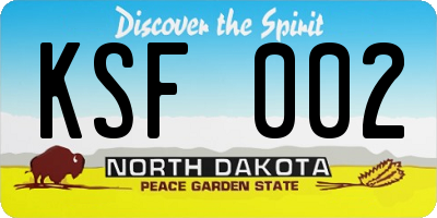 ND license plate KSF002