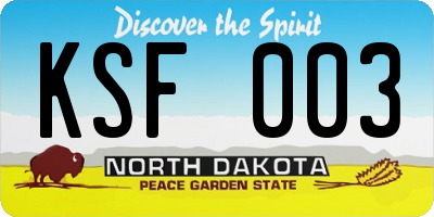 ND license plate KSF003