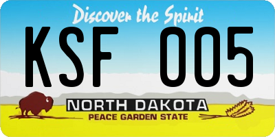 ND license plate KSF005