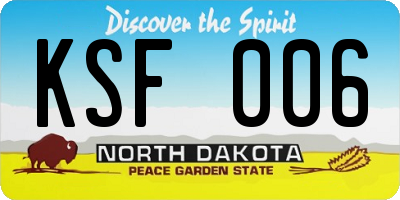 ND license plate KSF006