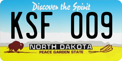 ND license plate KSF009
