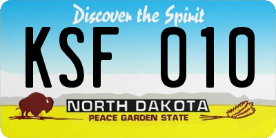 ND license plate KSF010