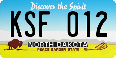 ND license plate KSF012