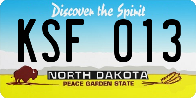ND license plate KSF013