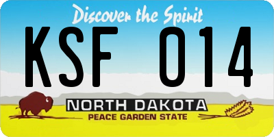 ND license plate KSF014