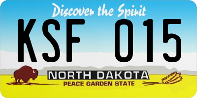 ND license plate KSF015