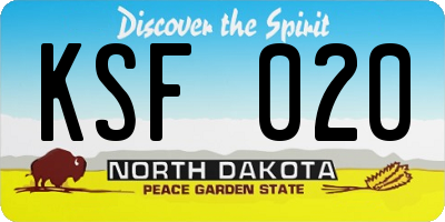 ND license plate KSF020