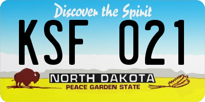 ND license plate KSF021