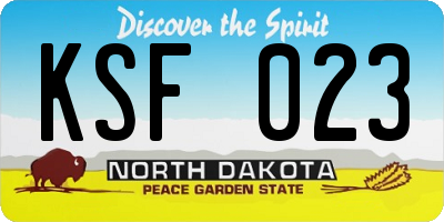 ND license plate KSF023