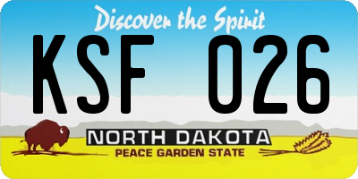 ND license plate KSF026