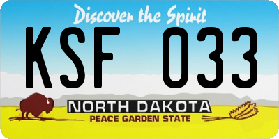 ND license plate KSF033