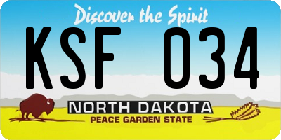 ND license plate KSF034