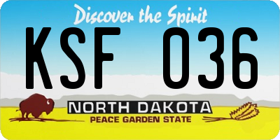 ND license plate KSF036