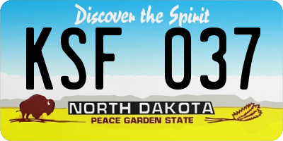 ND license plate KSF037
