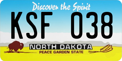 ND license plate KSF038