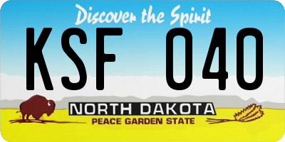 ND license plate KSF040