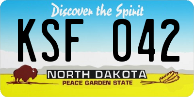 ND license plate KSF042
